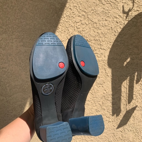 Camper Miriam Perforated Black leather blue heel booties 7.5-8 (European 38) - Picture 10 of 16